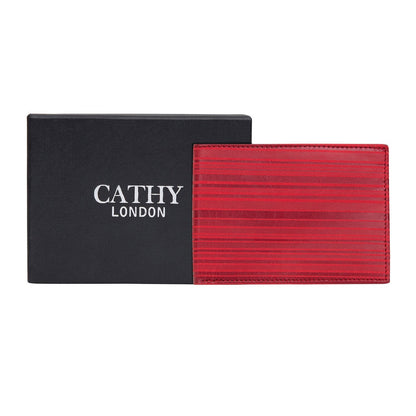 Red Colour Bi-Fold Italian Leather Slim Wallet ( 8 Card Slot + 2 Hidden Compartment