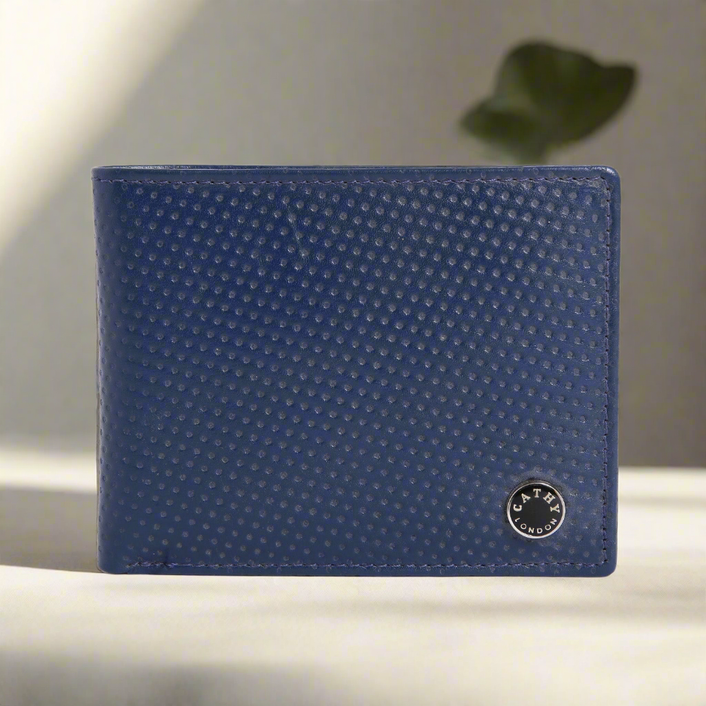 Blue Colour Bi-Fold Italian Leather Slim Wallet ( 3 Card Slot + 2 Hidden Compartment + Coin Pocket +  Cash Compartment )