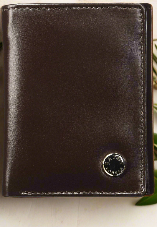 Coffee Colour Tri-Fold Italian Leather Slim Wallet ( 4 Card Slot + 1 ID Slot + Cash Compartment )