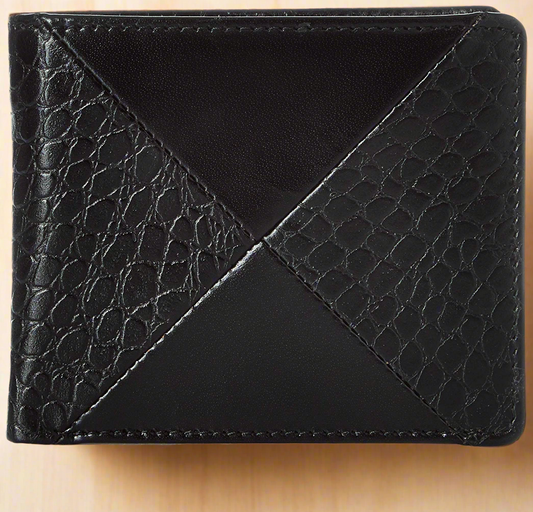 Black Colour Bi-Fold Italian Leather Slim Wallet ( 3 Card Slot + 2 Hidden Compartment + Coin Pocket + Cash Compartment)