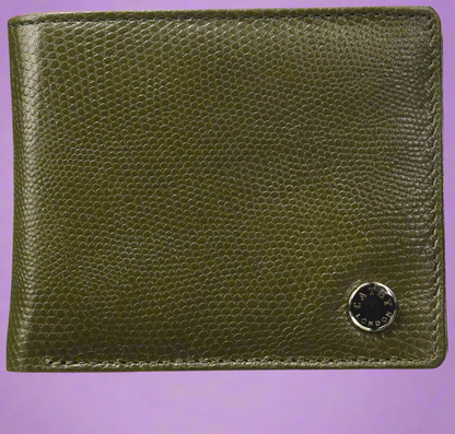 Olive Colour Bi-Fold Italian Leather Slim Wallet ( 3 Card Slot + 2 Hidden Compartment + Coin Pocket + Cash Compartment)