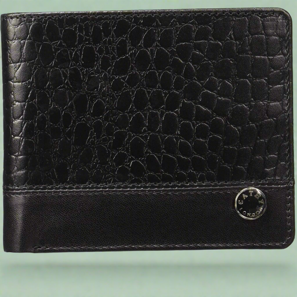 Black Colour Bi-Fold Italian Leather Slim Wallet ( 3 Card Slot + 2 Hidden Compartment +Coin Pocket + Cash Compartment )