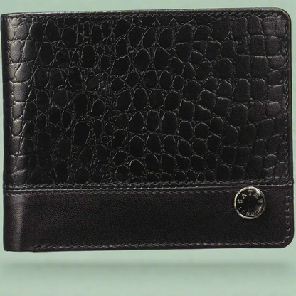 Black Colour Bi-Fold Italian Leather Slim Wallet ( 3 Card Slot + 2 Hidden Compartment +Coin Pocket + Cash Compartment )