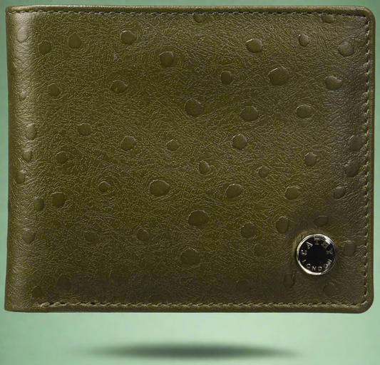 Olive Colour Bi-Fold Italian Leather Slim Wallet ( 6 Card Slot + 2 Hidden Compartment + Cash Compartment )