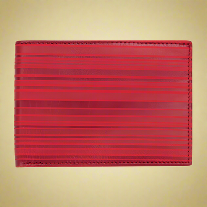 Red Colour Bi-Fold Italian Leather Slim Wallet ( 8 Card Slot + 2 Hidden Compartment