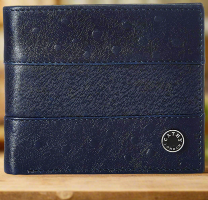 Blue Colour Bi-Fold Italian Leather Slim Wallet ( 6 Card Slot + 2 Hidden Compartment + Cash Compartment)