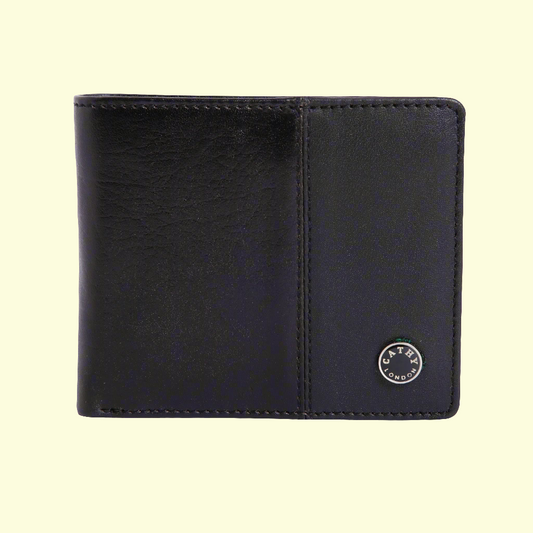 Black Colour Bi-Fold Italian Leather Slim Wallet ( 3 Card Slot + Coin Pocket + Cash Compartment )