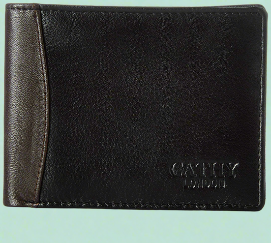 Black Colour Bi-Fold Italian Leather Slim Wallet ( 6 Card Slot + 2 Hidden Compartment + Cash Compartment )