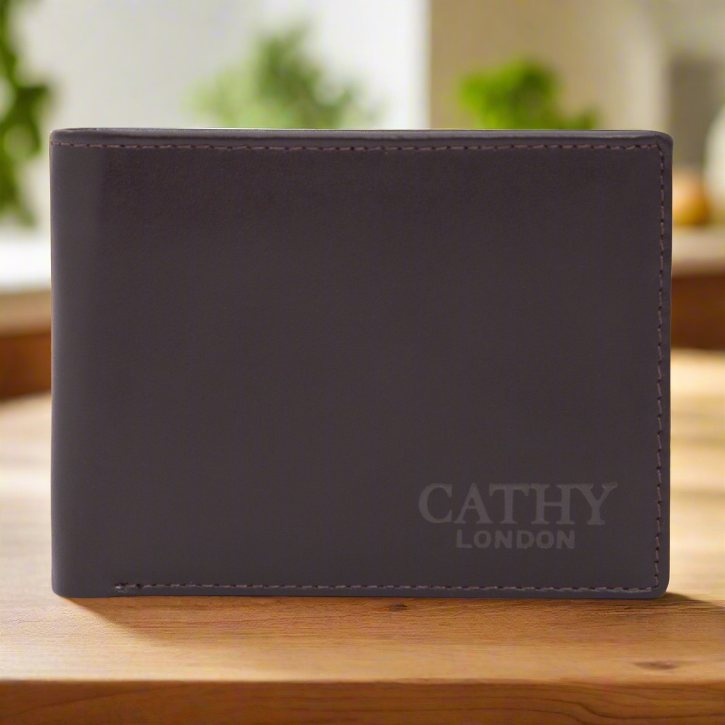 Coffee Colour Bi-Fold Italian Leather Slim Wallet (8 Card Slot + 2 ID Slot + 2 Hidden Compartment + Cash Compartment)