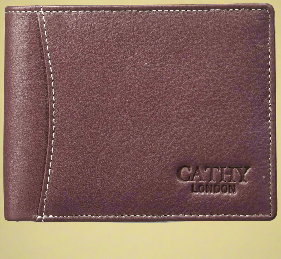 Purple Colour Bi-Fold Italian Leather Slim Wallet ( 6 Card Slot + 2 Hidden Compartment + Coin Pocket )