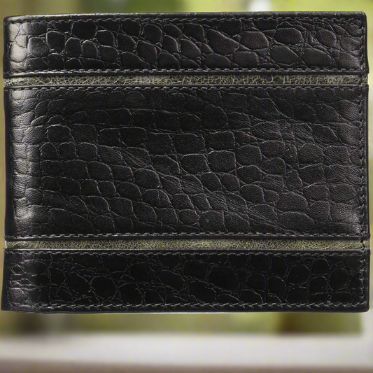 Black Colour Bi-Fold Italian Leather Slim Wallet ( 6 Card Slot + 2 Hidden Compartment + Cash Compartment)