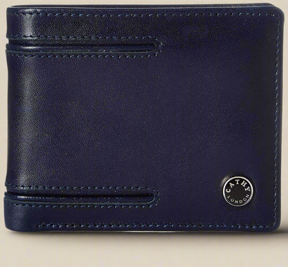 Blue Colour Bi-Fold Italian Leather Slim Wallet ( 3 Card Slot + 2 Hidden Compartment + Coin Pocket + Cash Compartment)