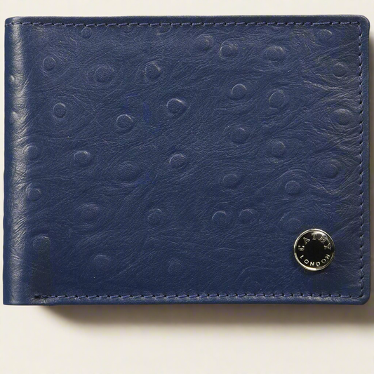 Blue Colour Bi-Fold Italian Leather Slim Wallet ( 6 Card Slot + 2 Hidden Compartment + 1 ID Slot + Coin Pocket + Cash Compartment )