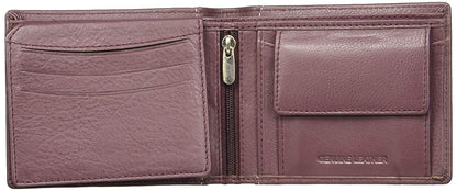 Purple Colour Bi-Fold Italian Leather Slim Wallet ( 6 Card Slot + 2 Hidden Compartment + Coin Pocket )