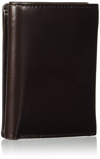 Coffee Colour Tri-Fold Italian Leather Slim Wallet ( 4 Card Slot + 1 ID Slot + Cash Compartment )