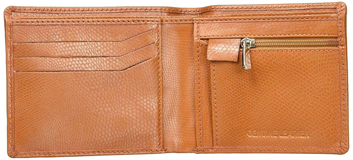 Tan Colour Bi-Fold Italian Leather Slim Wallet ( 3 Card Slot + Coin Pocket )