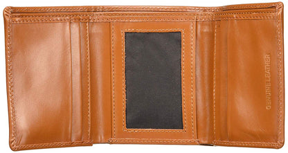 Tan Colour Tri-Fold Italian Leather Slim Wallet ( 4 Card Slot + 1 ID Slot + Cash Compartment )