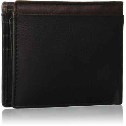 Black Colour Bi-Fold Italian Leather Slim Wallet ( 7 Card Slot + 2 Hidden Compartment + 1 ID Slot + Coin Pocket + Cash Compartment )