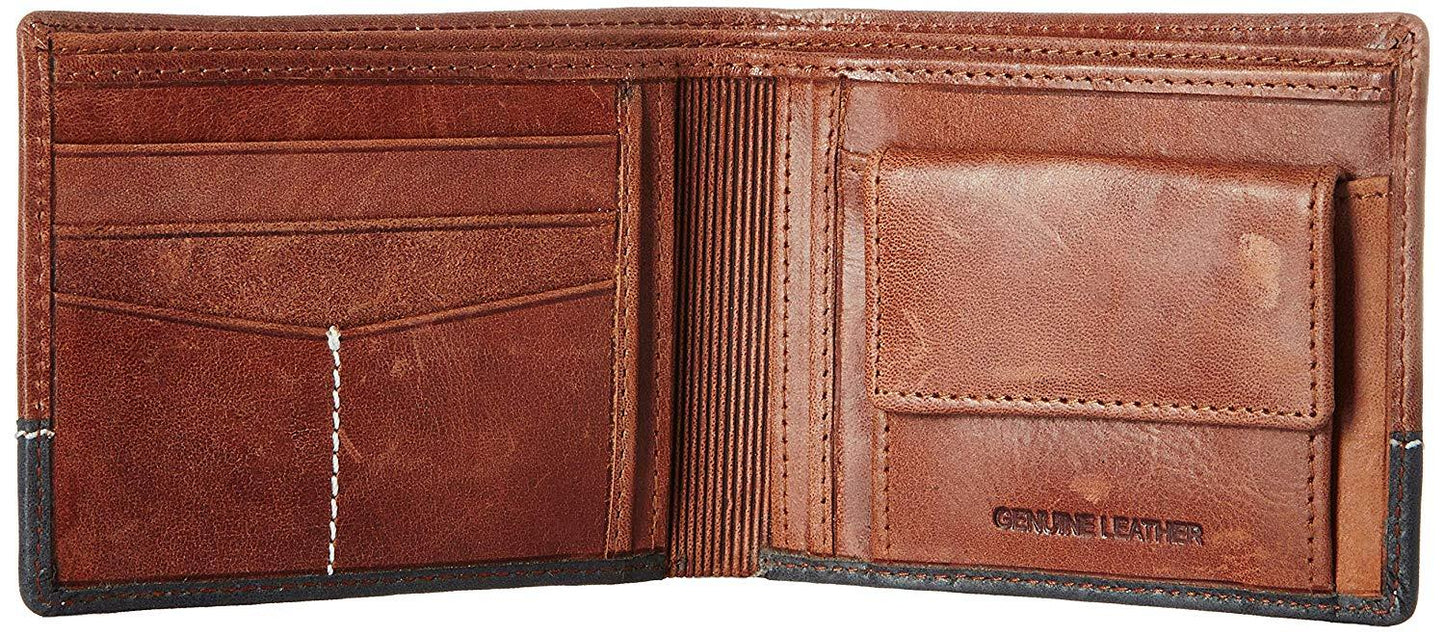 Tan Colour Bi-Fold Italian Leather Slim Wallet ( 3 Card Slot + 2 Hidden Compartment + Coin Pocket + Cash Compartment )