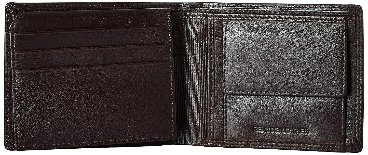 Brown Colour Bi-Fold Italian Leather Slim Wallet ( 6 Card Slot + 2 Hidden Compartment + 1 ID Slot + Coin Pocket + Cash Compartment )