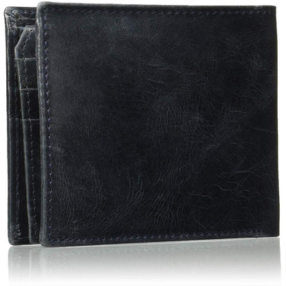 Blue Colour Bi-Fold Italian Leather Slim Wallet ( 6 Card Slot + 1 ID Slot + Coin Pocket + Cash Compartment )