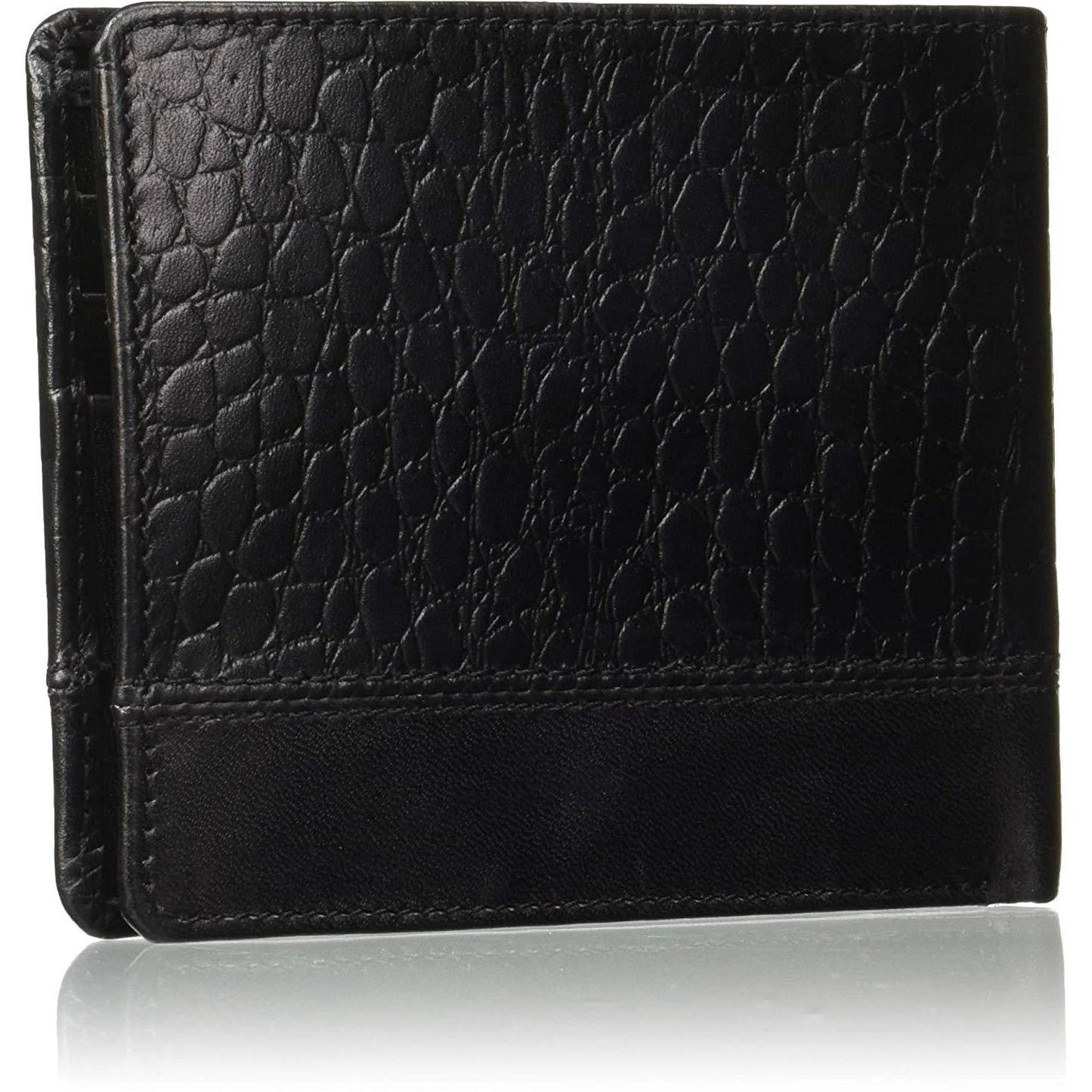 Black Colour Bi-Fold Italian Leather Slim Wallet ( 3 Card Slot + 2 Hidden Compartment +Coin Pocket + Cash Compartment )