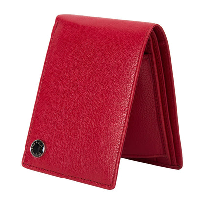 Red Colour Bi-Fold Italian Leather Slim Wallet (7 Card Slot + 2 Hidden Compartment + 1 ID Slot + Coin Pocket + Cash Compartment)
