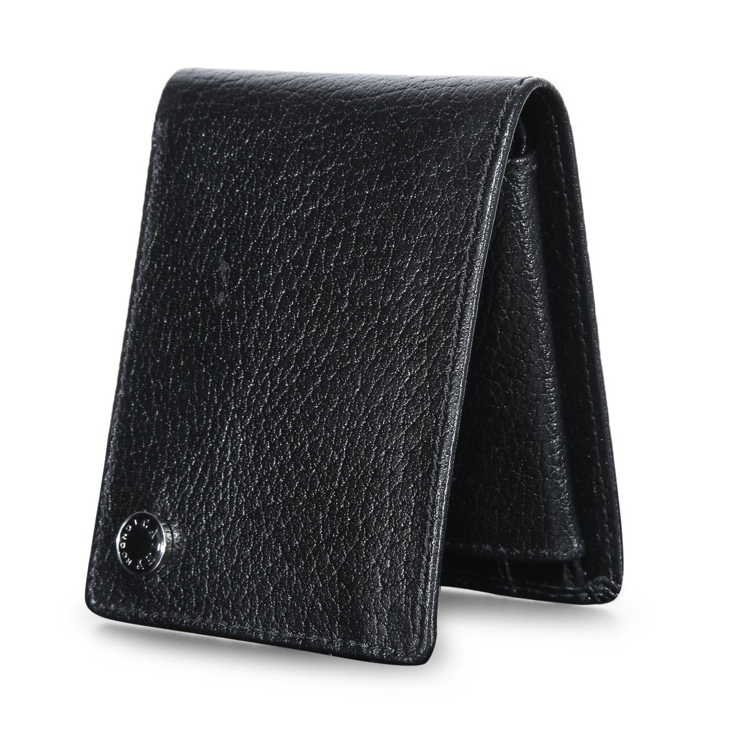 Black Colour Bi-Fold Italian Leather Slim Wallet ( 3 Card Slot + Coin Pocket + Cash Compartment )