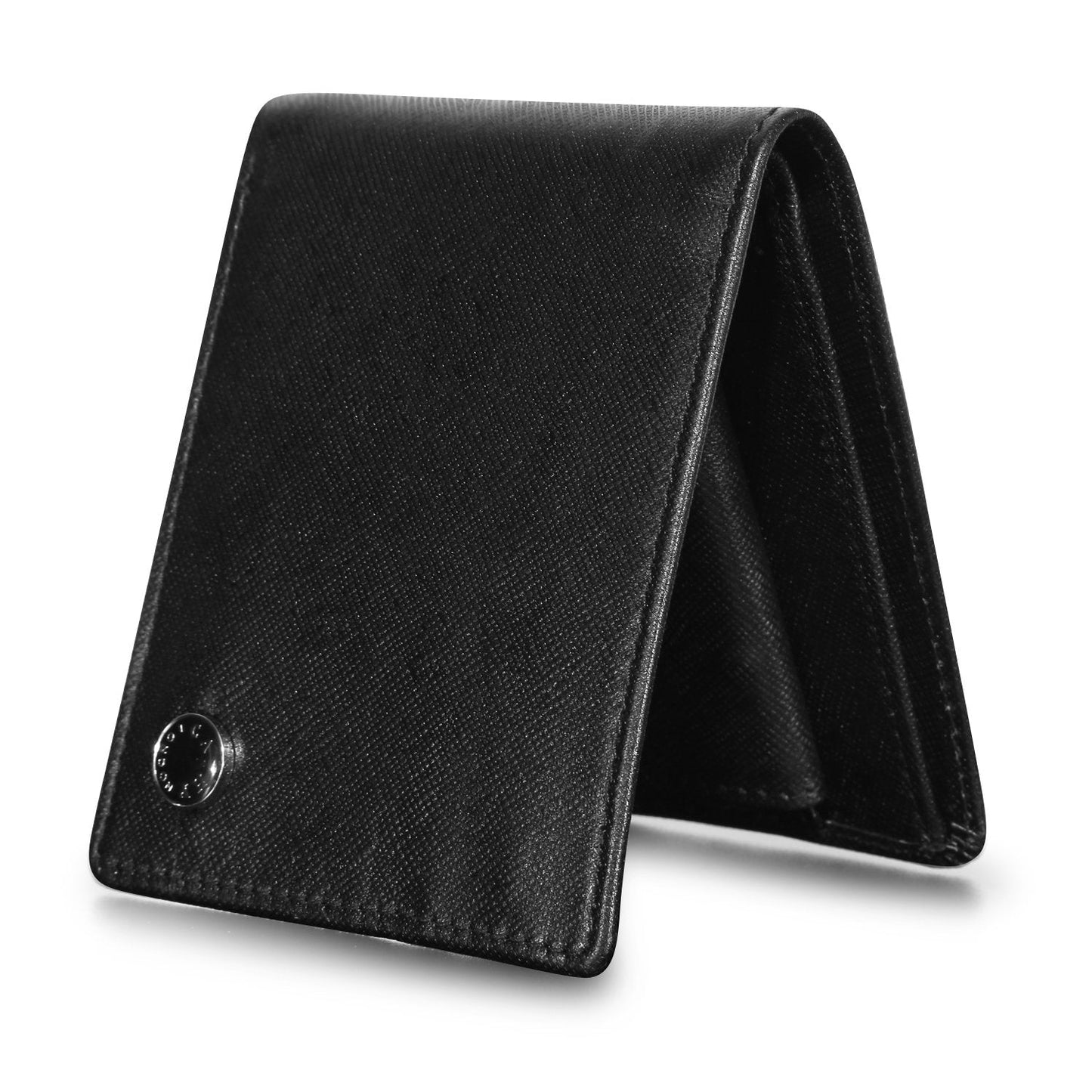 Black Colour Bi-Fold Italian Leather Slim Wallet ( 3 Card Slot + Coin Pocket + Cash Compartment )