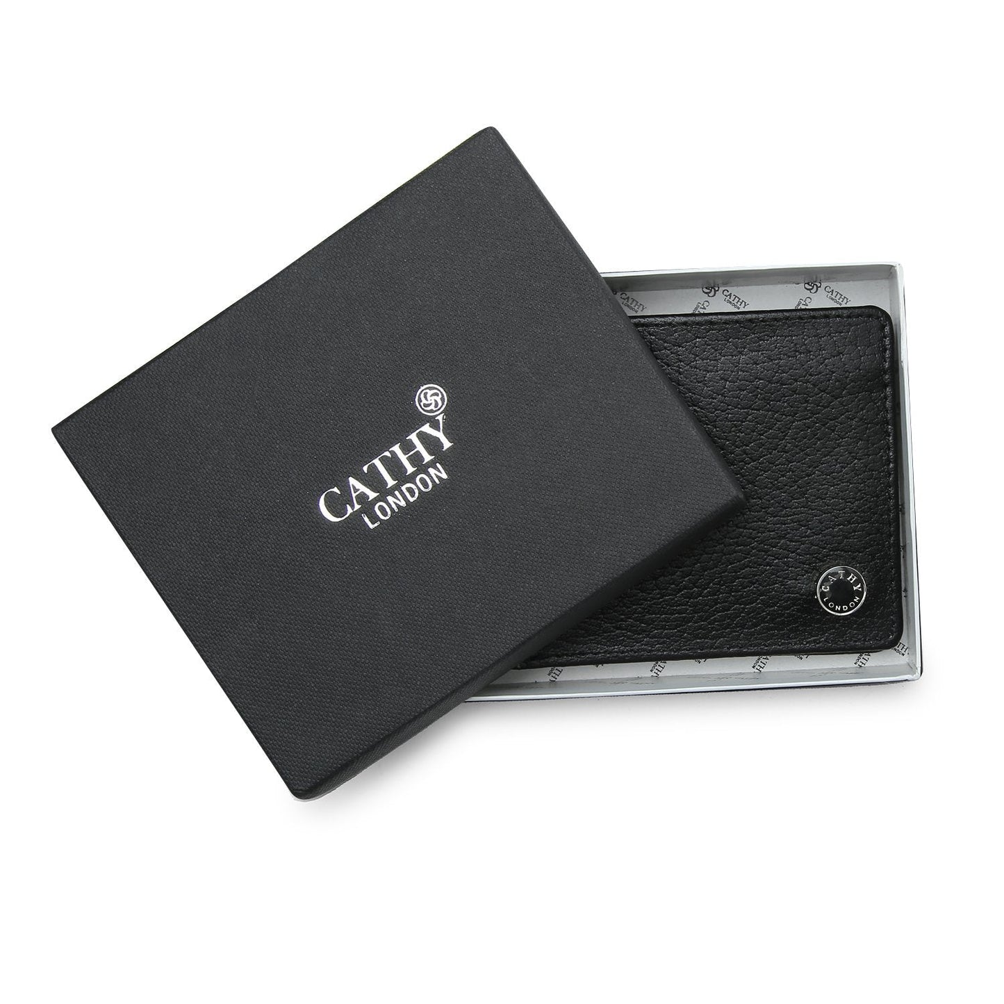 Black Colour Bi-Fold Italian Leather Slim Wallet ( 3 Card Slot + Coin Pocket + Cash Compartment )