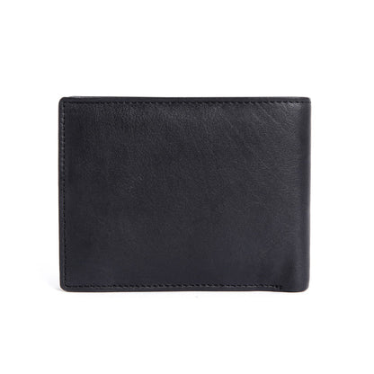 Black Colour Bi-Fold Italian Leather Slim Wallet ( 2 Card Slot + 2 Hidden Compartment +1 ID Slot + Coin Pocket +  Cash Compartment )