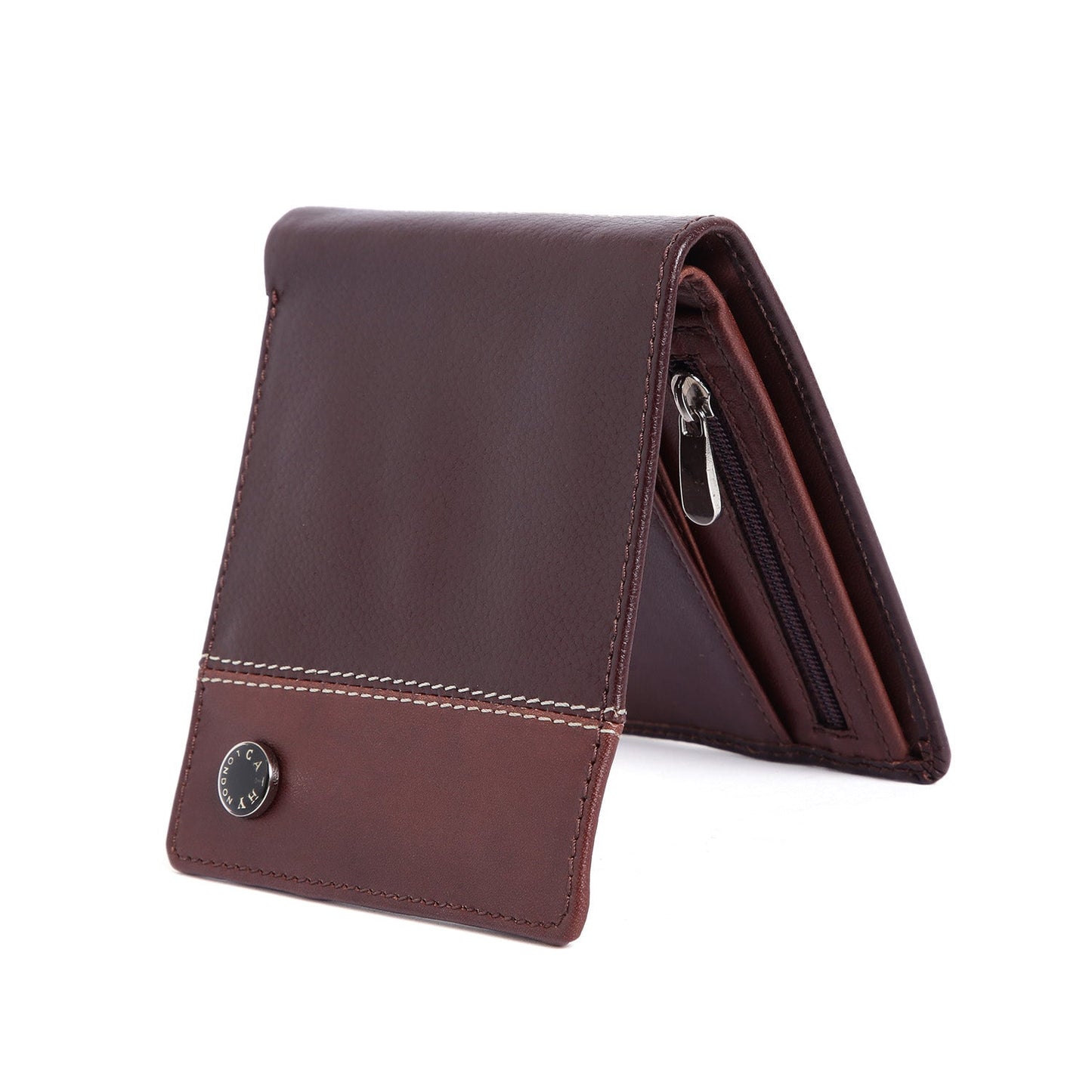 Brown Colour Bi-Fold Italian Leather Slim Wallet ( 3 Card Slot + Coin Pocket + Cash Compartment )