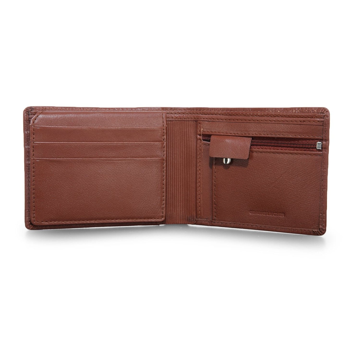 Tan Colour Bi-Fold Italian Leather Slim Wallet ( 6 Card Slot + 2 Hidden Compartment + 1 ID Slot + Coin Pocket + Cash Compartment )