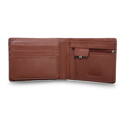 Tan Colour Bi-Fold Italian Leather Slim Wallet ( 6 Card Slot + 2 Hidden Compartment + 1 ID Slot + Coin Pocket + Cash Compartment )