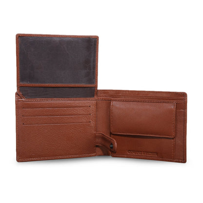 Tan Colour Bi-Fold Italian Leather Slim Wallet (7 Card Slot + 2 Hidden Compartment + 1 ID Slot + Coin Pocket + Cash Compartment)