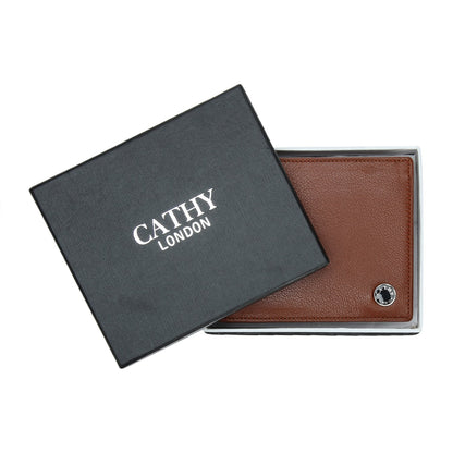 Tan Colour Bi-Fold Italian Leather Slim Wallet (7 Card Slot + 2 Hidden Compartment + 1 ID Slot + Coin Pocket + Cash Compartment)