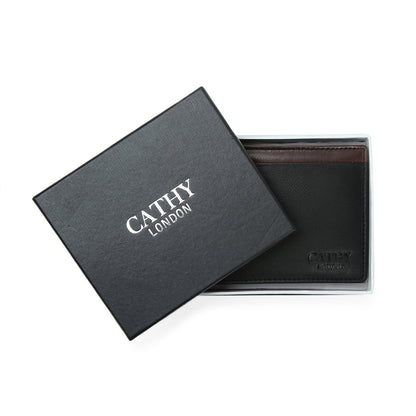 Black Colour Bi-Fold Italian Leather Slim Wallet ( 7 Card Slot + 2 Hidden Compartment + 1 ID Slot + Coin Pocket + Cash Compartment )