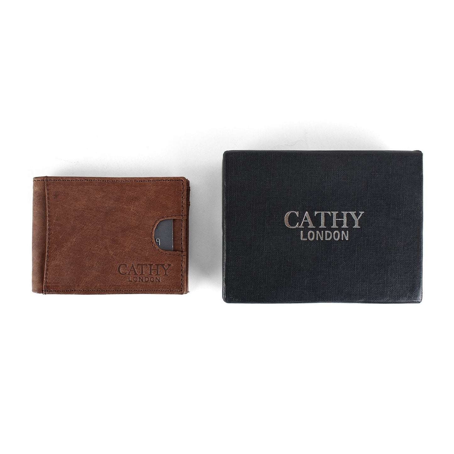 Brown Colour Bi-Fold Italian Leather Money Clip Card Holder/Slim Wallet (6 Cards + 1 ID Slot + Cash Compartment )