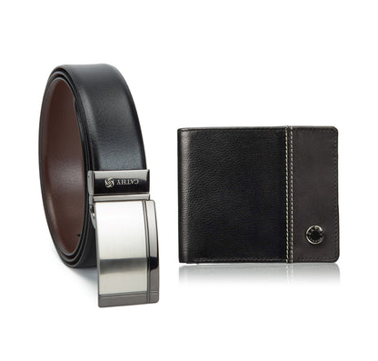 Cathy London Men's Wallet With Reversible Belt Combo Pack ( GIFT BOX INCLUDED )