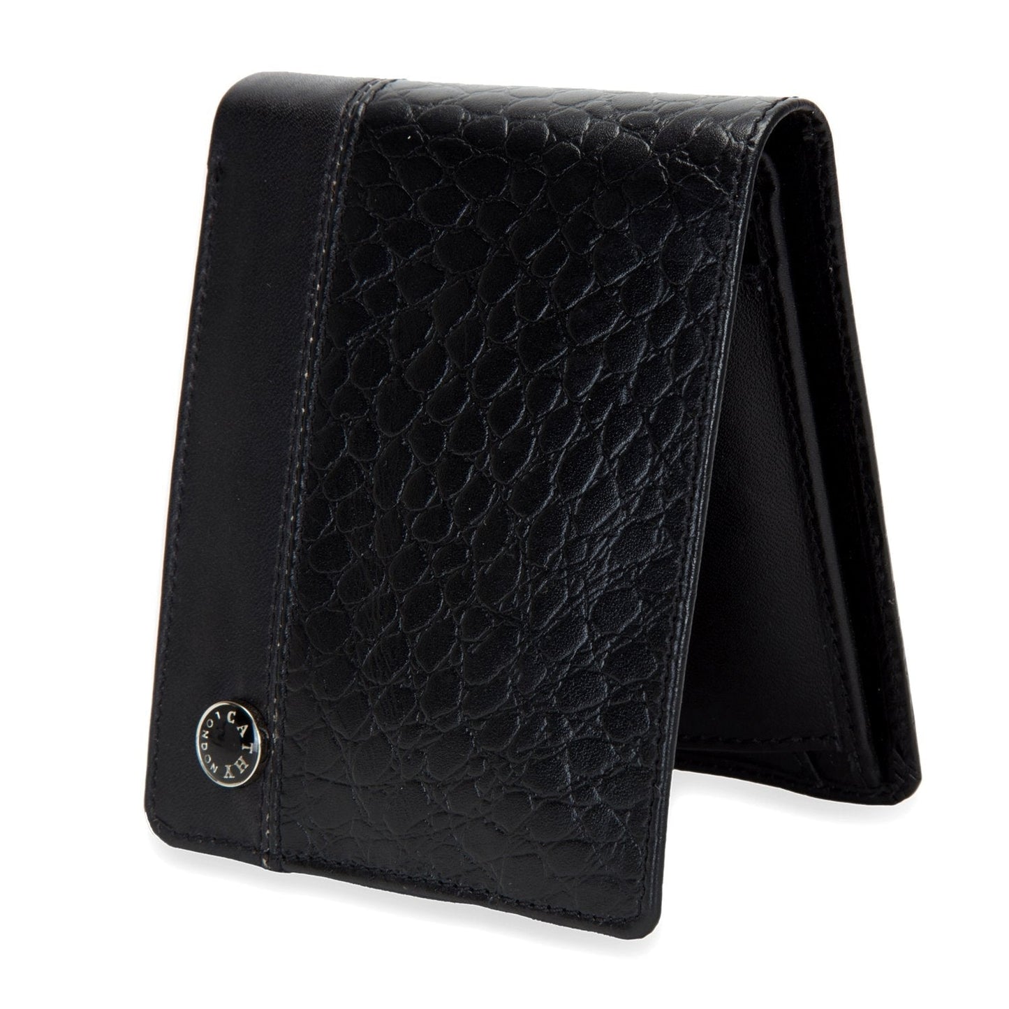 Black Colour Bi-Fold Italian Leather Slim Wallet ( 3 Card Slot + 2 Hidden Compartment +Coin Pocket + Cash Compartment )