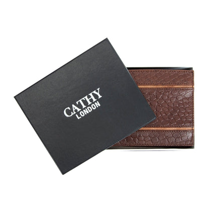 Brown Colour Bi-Fold Italian Leather Slim Wallet ( 6 Card Slot + 2 Hidden Compartment + Cash Compartment)