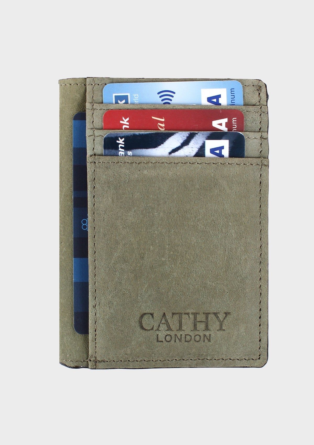 Olive Colour Bi-Fold Italian Leather Slim Wallet/Card Holder (9 Card Slot + 3 Hidden Compartment + 1 ID Slot + Cash Compartment)