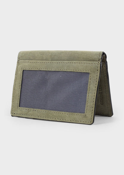 Olive Colour Bi-Fold Italian Leather Slim Wallet/Card Holder (9 Card Slot + 3 Hidden Compartment + 1 ID Slot + Cash Compartment)