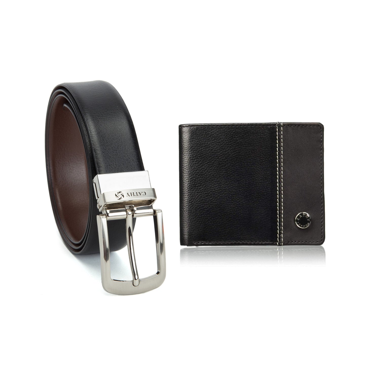 Cathy London Men's Wallet With Reversible Belt Combo Pack ( GIFT BOX INCLUDED )