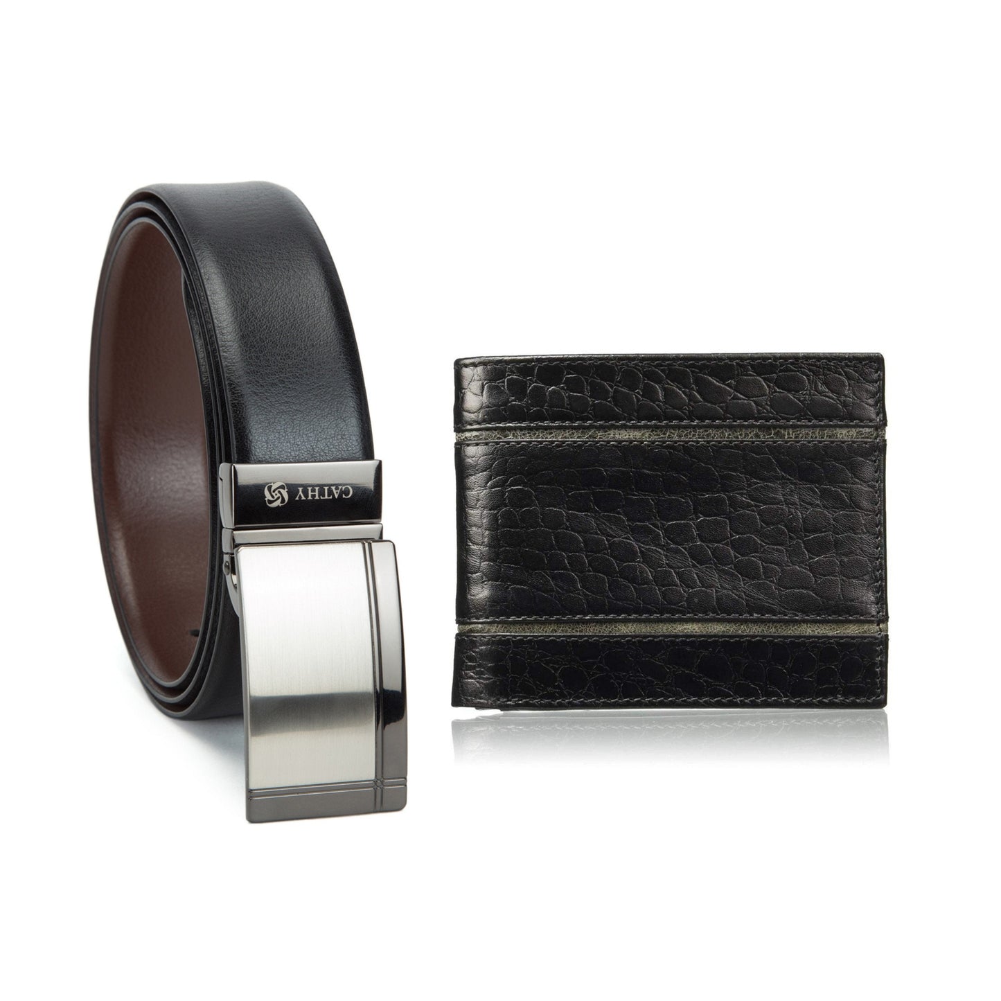 Cathy London Men's Wallet With Reversible Belt Combo Pack ( GIFT BOX INCLUDED )