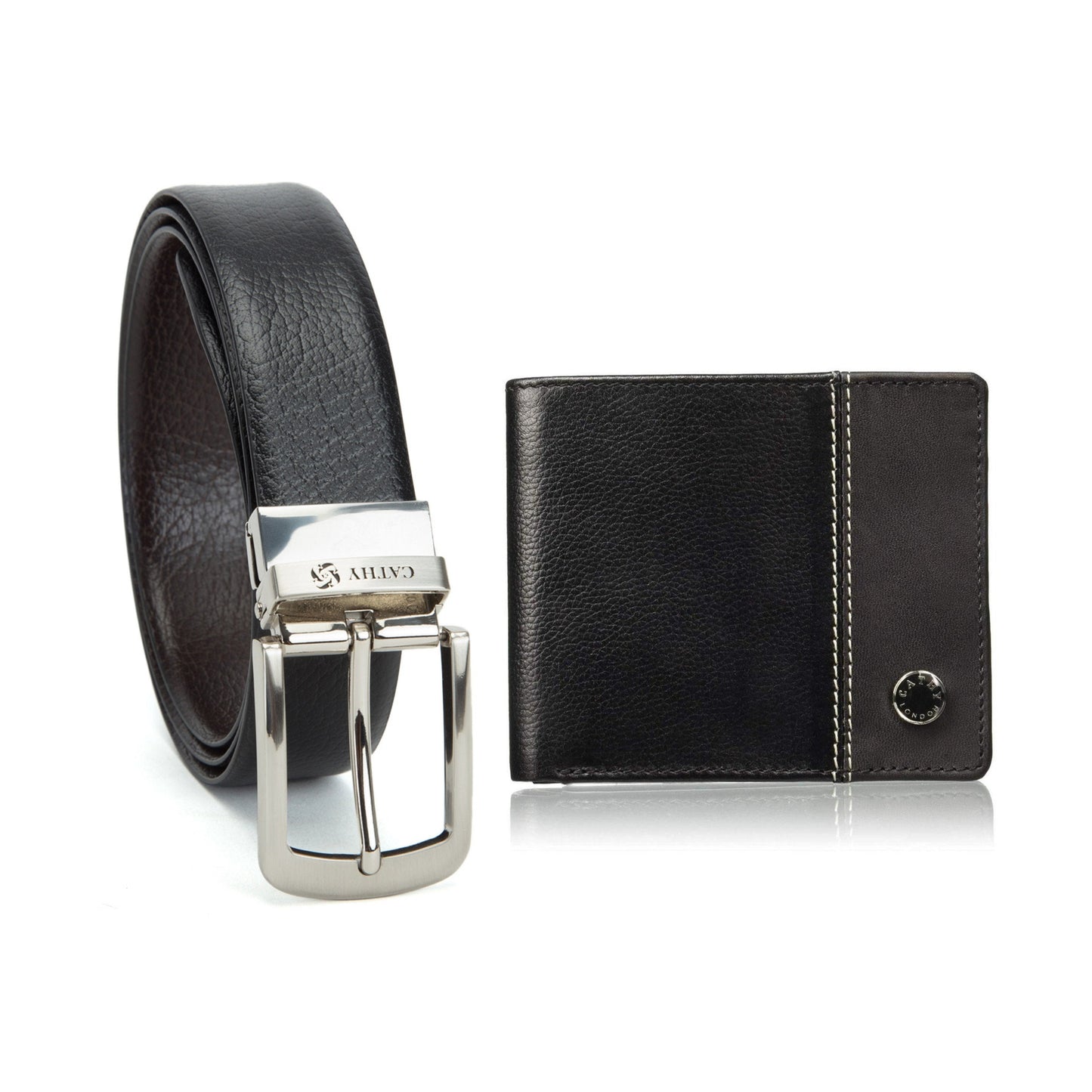 Cathy London Men's Wallet With Reversible Belt Combo Pack ( GIFT BOX INCLUDED )