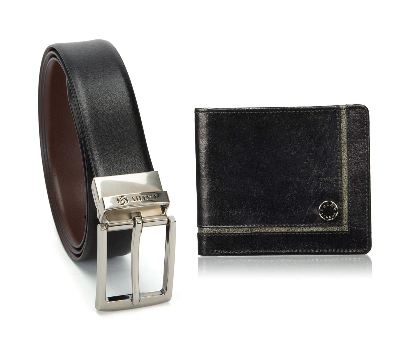 Cathy London Men's Wallet With Reversible Belt Combo Pack ( GIFT BOX INCLUDED )