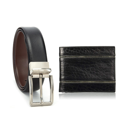 Cathy London Men's Wallet With Reversible Belt Combo Pack ( GIFT BOX INCLUDED )