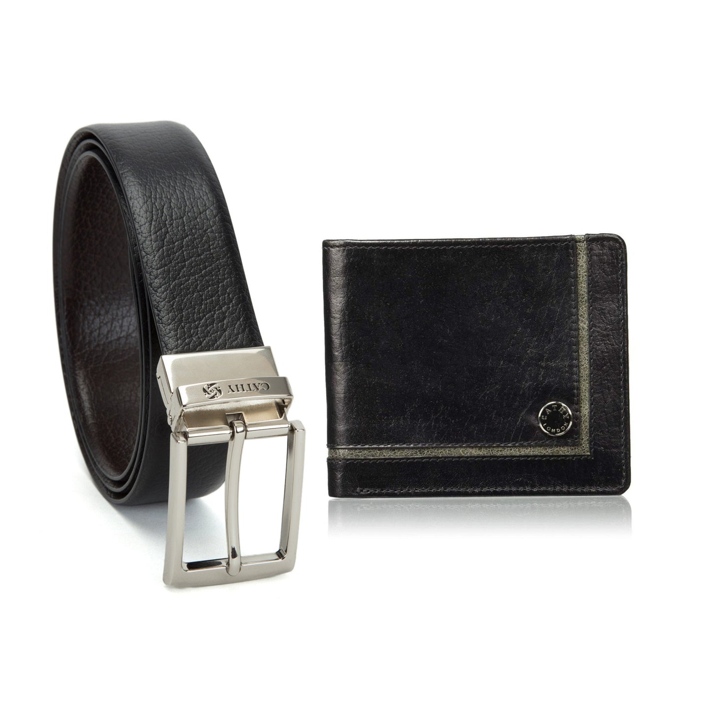 Cathy London Men's Wallet With Reversible Belt Combo Pack ( GIFT BOX INCLUDED )