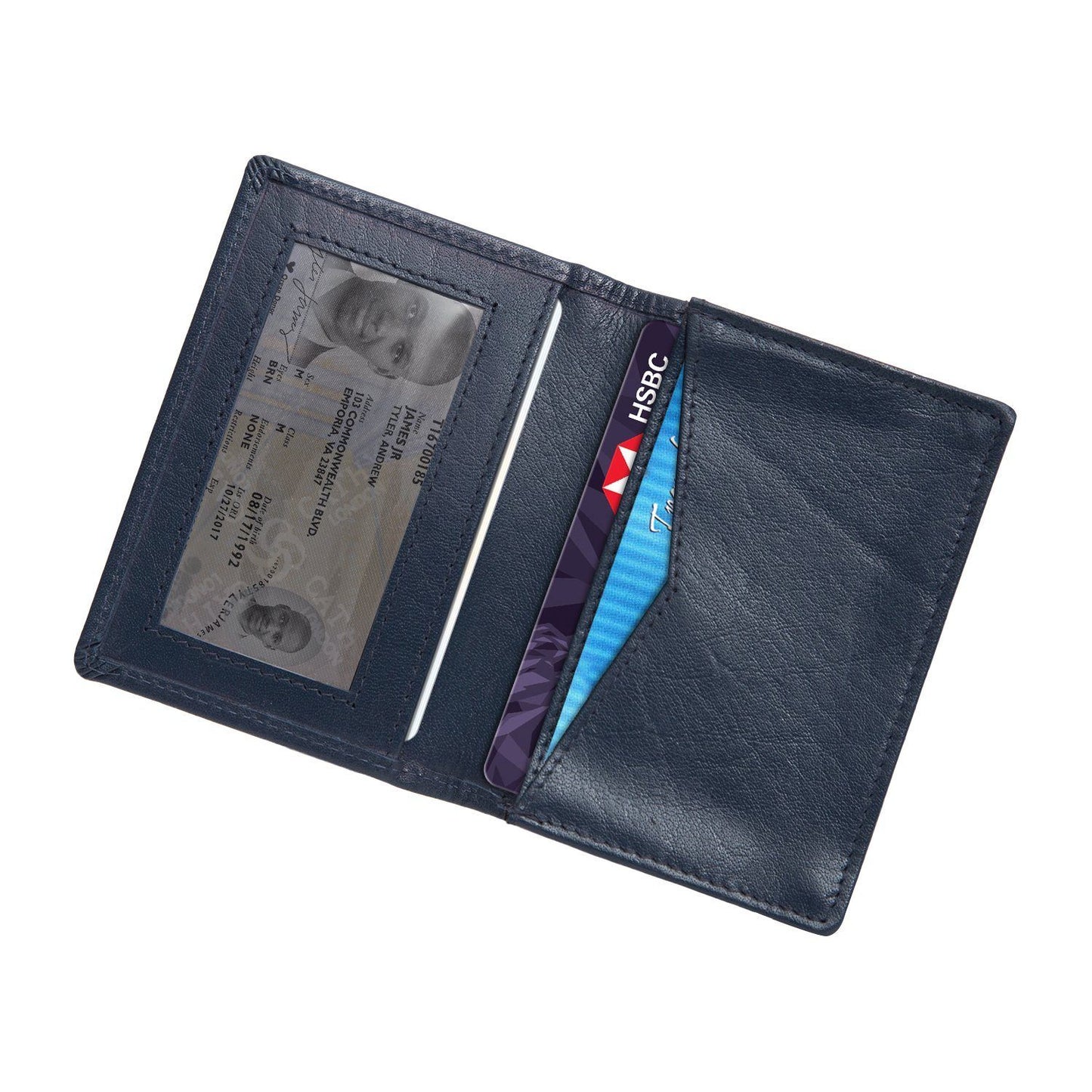 Blue Colour Bi-Fold Italian Leather Card Holder/Slim Wallet (Holds Upto 10 Cards + 1 ID Slot) Cathy London 